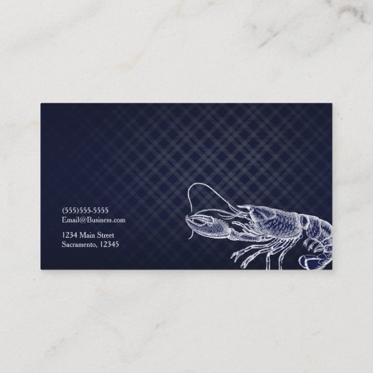 kreeft Navy Blue Elegant Zee Food Custom Visitekaartje (Achterkant)