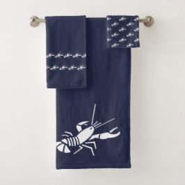 Kreeft Ocean Blauw & wit kust deco Bad Handdoek