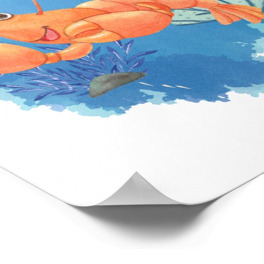 Kreeft Ocean Theme Kwekerij Poster (Hoek)