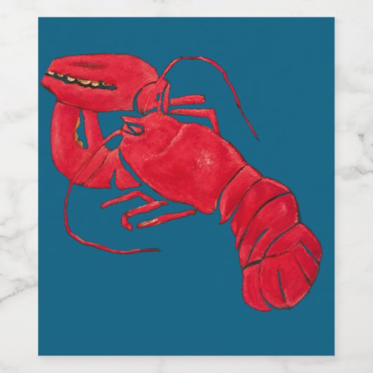 Kreeft op blauwe achtergrond door Marsden Hartley Wijn Etiket (Enkel label)