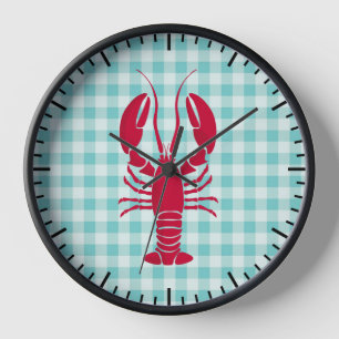 Kreeft op Blauwe Gingham Keuken