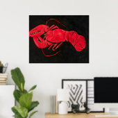 Kreeft op zwarte achtergrond, beroemd schilderij poster (Thuiskantoor)