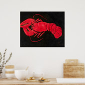 Kreeft op zwarte achtergrond, beroemd schilderij poster (Keuken)