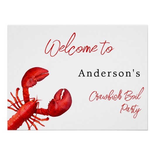Kreeft rivierkreeft kook feest rood wit welkom perfect poster (Voorkant)