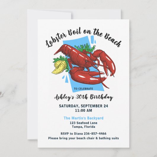 Kreeft Rivierkreeft Kook Strandfeest Kaart (Voorkant)
