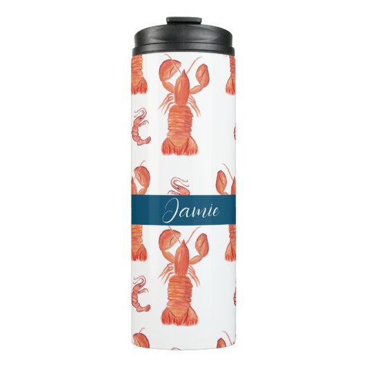 Kreeft Rivierkreeft Schaaldier Aquarel Monogram Thermosbeker (Voorkant)