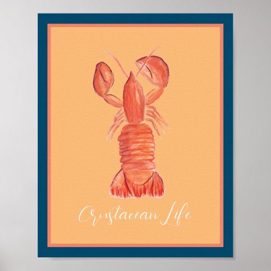 Kreeft Rivierkreeft Schaaldier Aquarel  Poster (Voorkant)