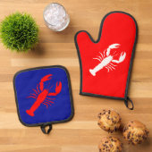 Kreeft Rood Wit & Blauw Juli 4th 4Deidre Ovenwant & Pannenlap Set (Top down)