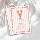 Kreeft Roze Streep Nautische Huwelijksuitnodiging Kaart