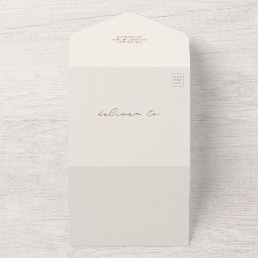 Kreeft rustieke strand bruiloft terracotta QR All In One Uitnodiging (Buitenkant)