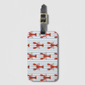 Kreeft schilderij nautisch blauw streep kust bagagelabel (Voorkant (verticaal))