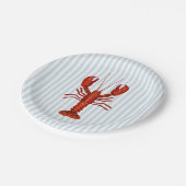 Kreeft schilderij nautisch blauw streep kust papieren bordje (Gekanteld)