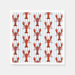 Kreeft schilderij nautisch blauw streep kust servet