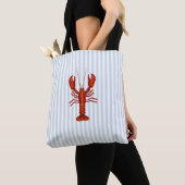 Kreeft schilderij nautisch blauw streep kust tote bag (Dichtbij)