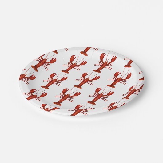 Kreeft schilderij nautisch patroon kust papieren bordje (Gekanteld)