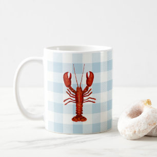 Kreeft schilderij nautische kust Gingham patroon Koffiemok
