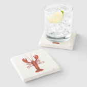 Kreeft schilderij nautische kust stenen onderzetter (Zijkant)