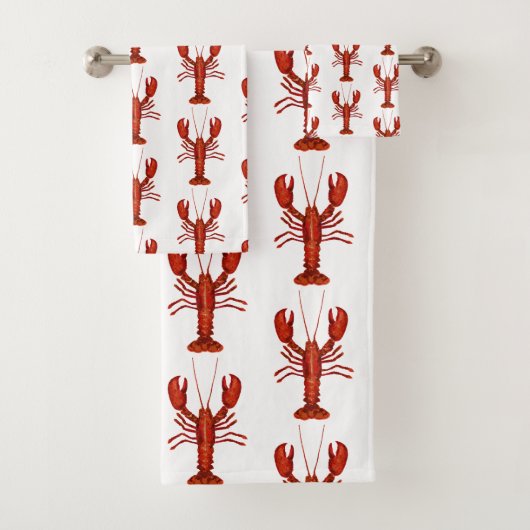 Kreeft schilderij nautische kustpatroon bad handdoek (Insitu)