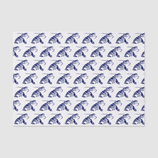 Kreeft Silhouet #1 Tekening Blauw Tissuepapier (Voorkant)