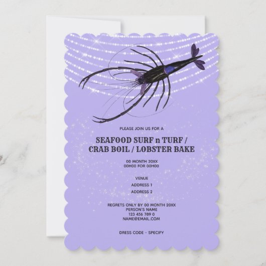 Kreeft snoer lichten vis schaal lila rivierkreeft kaart (Voorkant)