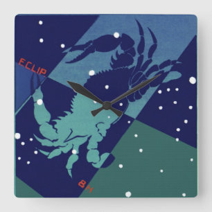 Kreeft sterrenbeeld Constellatie Vintage Zodiac As Vierkante Klok