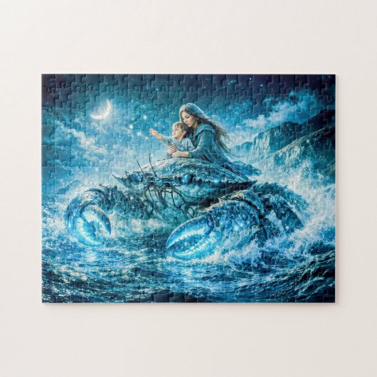 Kreeft Sterrenbeeld met Moeder en Kind Reiken naar Legpuzzel (Horizontaal)
