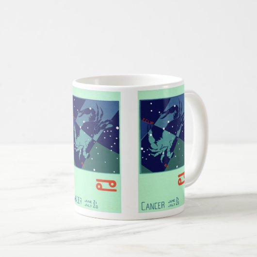 Kreeft sterrenbeeld Retro Dierenriem Astrologie Koffiemok (Voorkant rechts)