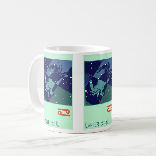 Kreeft sterrenbeeld Retro Dierenriem Astrologie Koffiemok (Voorkant links)
