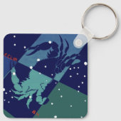 Kreeft sterrenbeeld Retro Zodiak Astrologie Sleutelhanger (Achterkant)