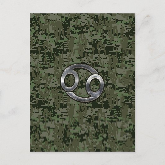 Kreeft Sterrenbeeld Symbool op Bos Digital Camo Briefkaart (Voorkant)