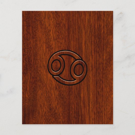 Kreeft Sterrenbeeld Symbool op Mahonie Hout Stijl Flyer (Voorkant)