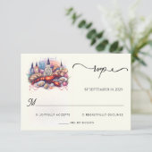 kreeft strand oceaan zomer new orleans bruiloft RSVP kaartje (Staand voorkant)