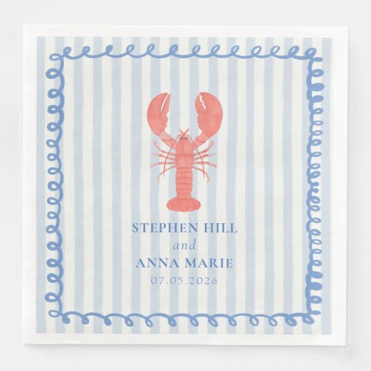 Kreeft Streep Nautische bruiloft servet (Voorkant)