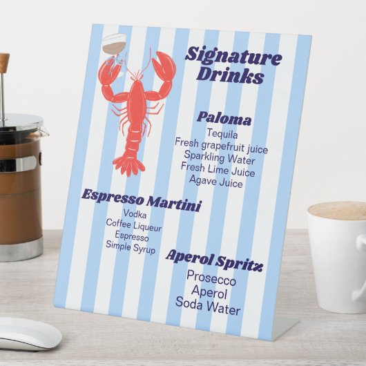 Kreeft Thema Cocktail Pedestal Sign Reclamebord Met Voetstuk (Insitu)