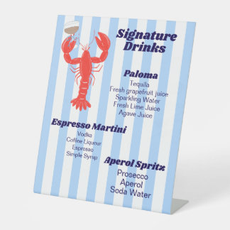 Kreeft Thema Cocktail Pedestal Sign Reclamebord Met Voetstuk