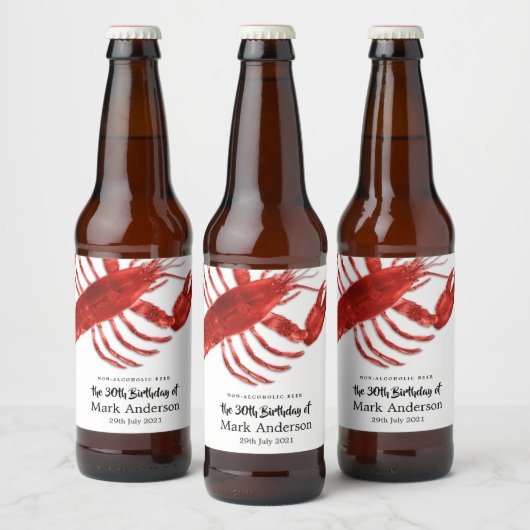 kreeft thema verjaardagsfeestje bier etiket (Flessen)