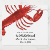 kreeft thema verjaardagsfeestje bier etiket (Enkel label)