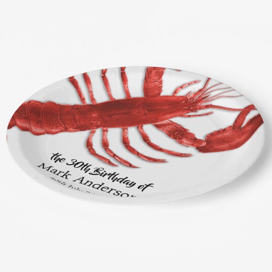 kreeft thema verjaardagsfeestje papieren bordje (Gekanteld)