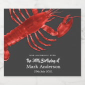 Kreeft Theme Verjaardagsfeest Viering Grijs Bier Etiket (Enkel label)