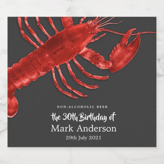 Kreeft Theme Verjaardagsfeest Viering Grijs Bier Etiket (Enkel label)