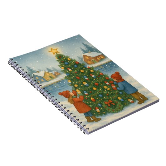 Kreeft Trap Tree Christmas Kaart Notitieboek (Rechterzijde)