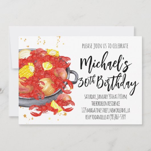 Kreeft verjaardagsuitnodiging kaart (Voorkant)