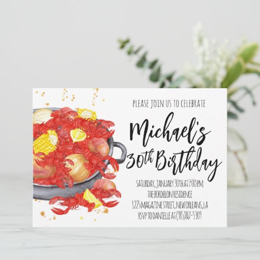 Kreeft verjaardagsuitnodiging kaart (Staand voorkant)