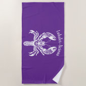 Kreeft-Visser Core-Hawaiian-Tropical-Paarse Strandlaken (Voorkant)