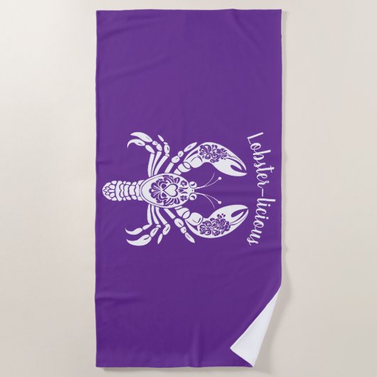 Kreeft-Visser Core-Hawaiian-Tropical-Paarse Strandlaken (Voorkant)