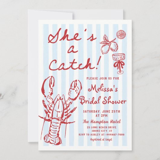 Kreeft Ze is een Catch Bruids Douche Uitnodiging (Voorkant)