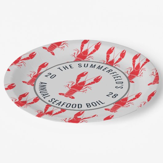 Kreeft Zeebanket Kook Summer Kreeft Familie Feestj Papieren Bordje (Gekanteld)