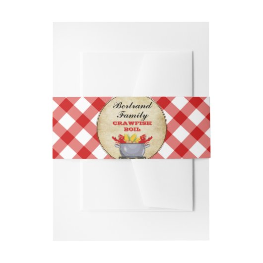 Kreeft Zeebanket Stoofpot Rood Geruit Gingham Uitnodigingen Wikkel (Voorkant Voorbeeld)