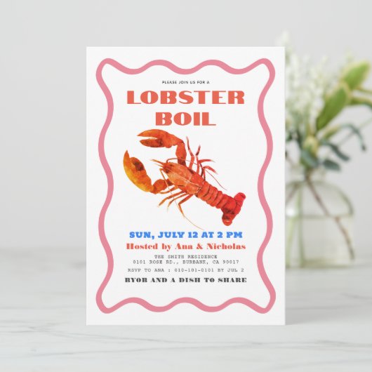 Kreeft/Zeevruchten Bak/ Kook Feestje Kaart (Staand voorkant)