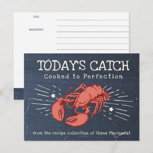 Kreeft zeevruchten salade koken keeper recept kaar briefkaart (Voorkant / Achterkant)